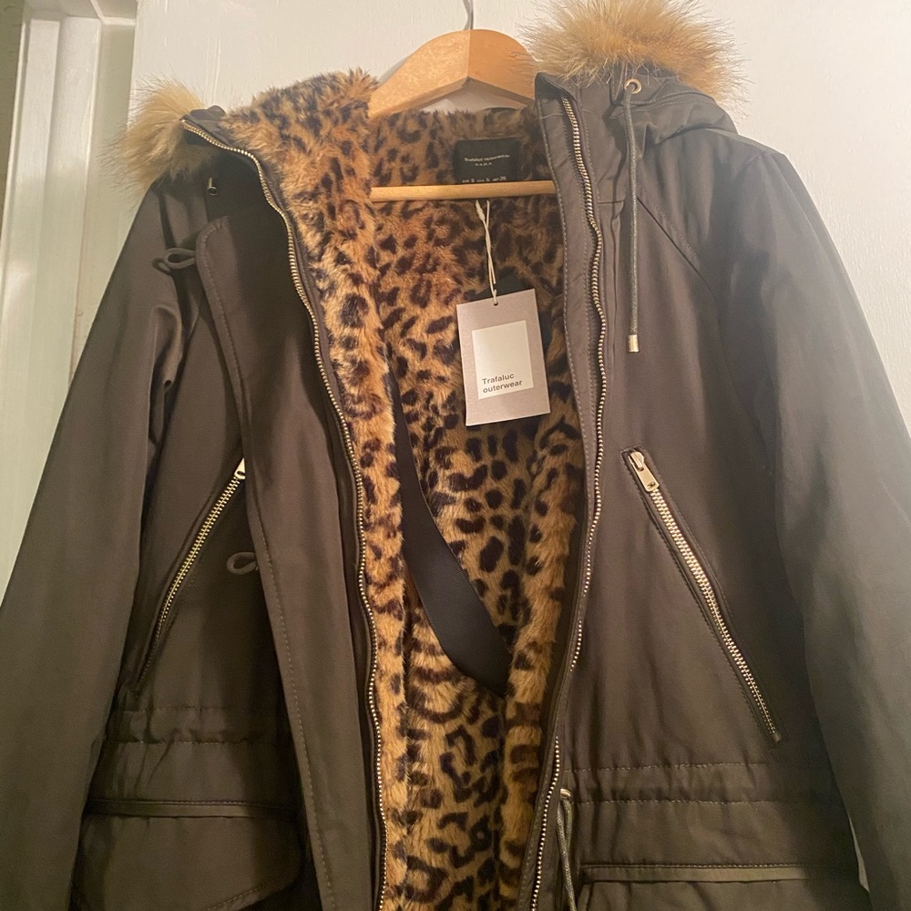 Olive green winter parka coat